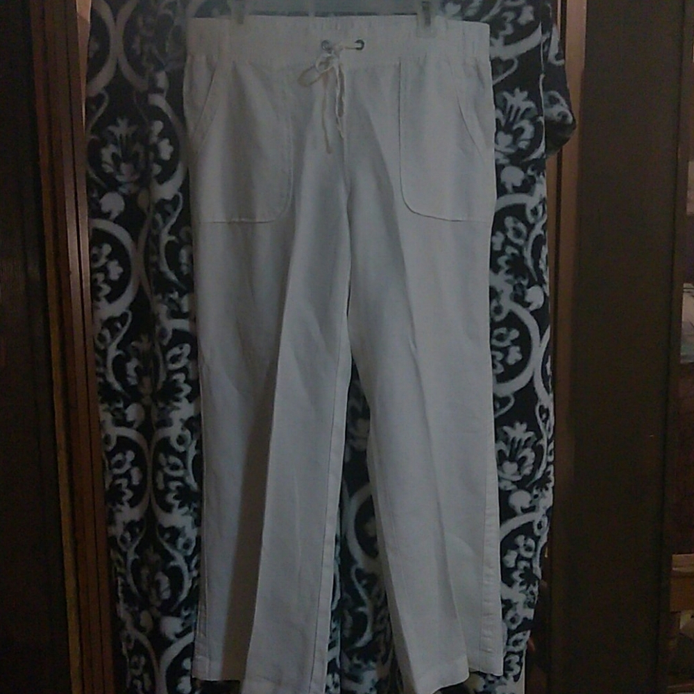 Athleta white linen pants